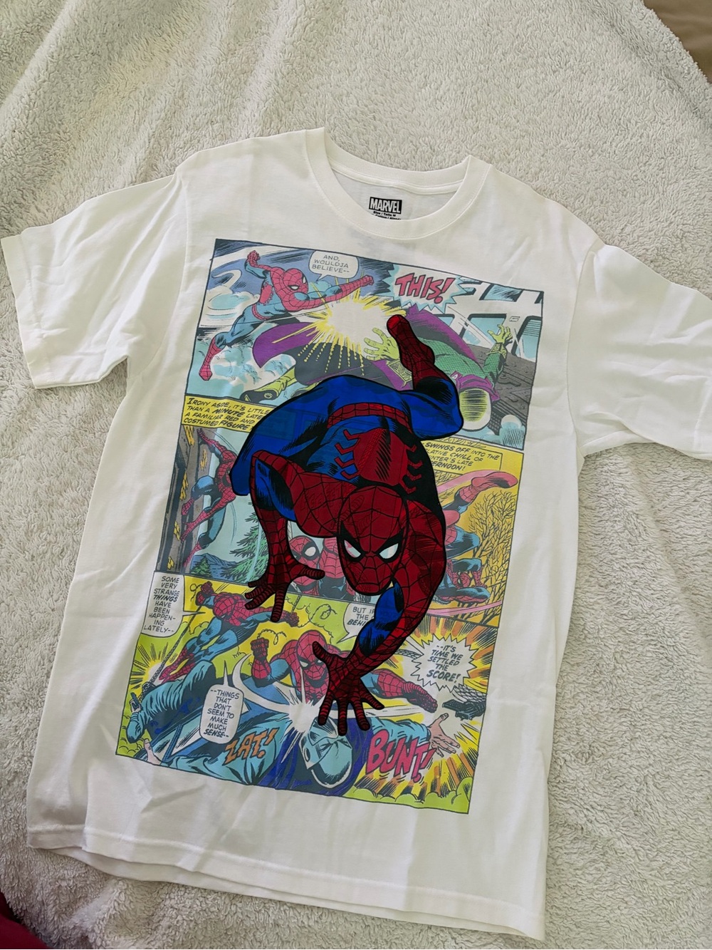 Marvel White Short-Sleeve Spider-Man Comic Panel Tee